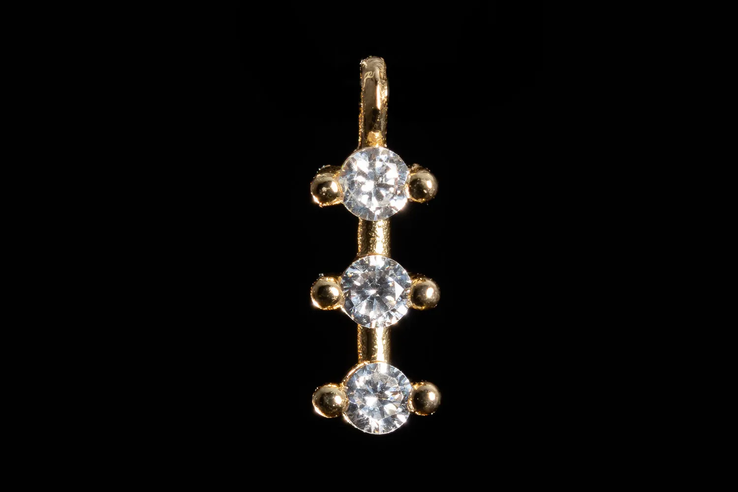 10.5mm x 3.5mm Gold Three Cubic Zirconia Drop #MFA260