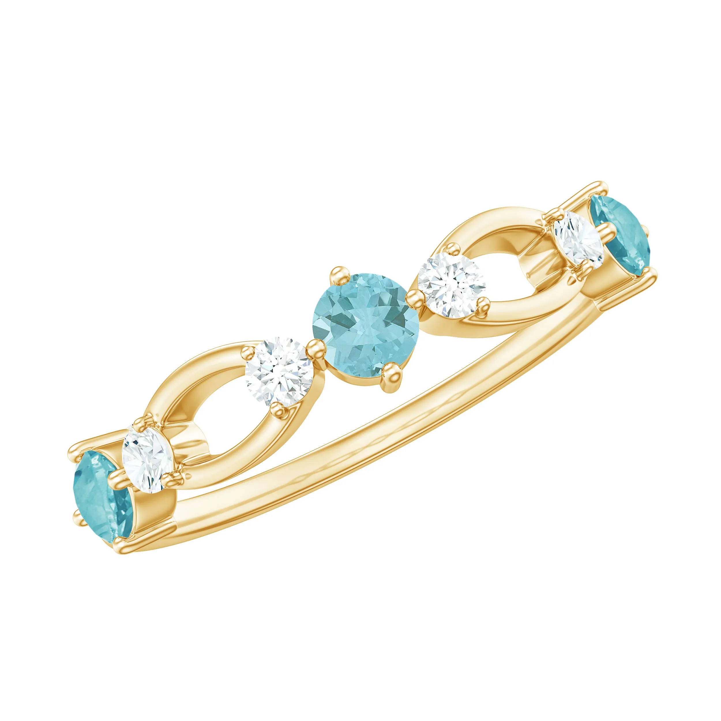 1/2 CT Sky Blue Topaz and Diamond Minimal Promise Ring