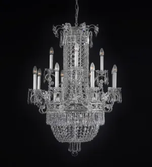 12 Light Silver Chandelier With Crystals