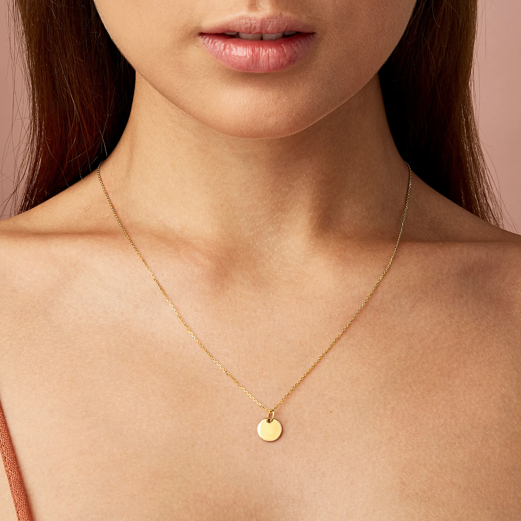 14k Engravable Disc Necklace