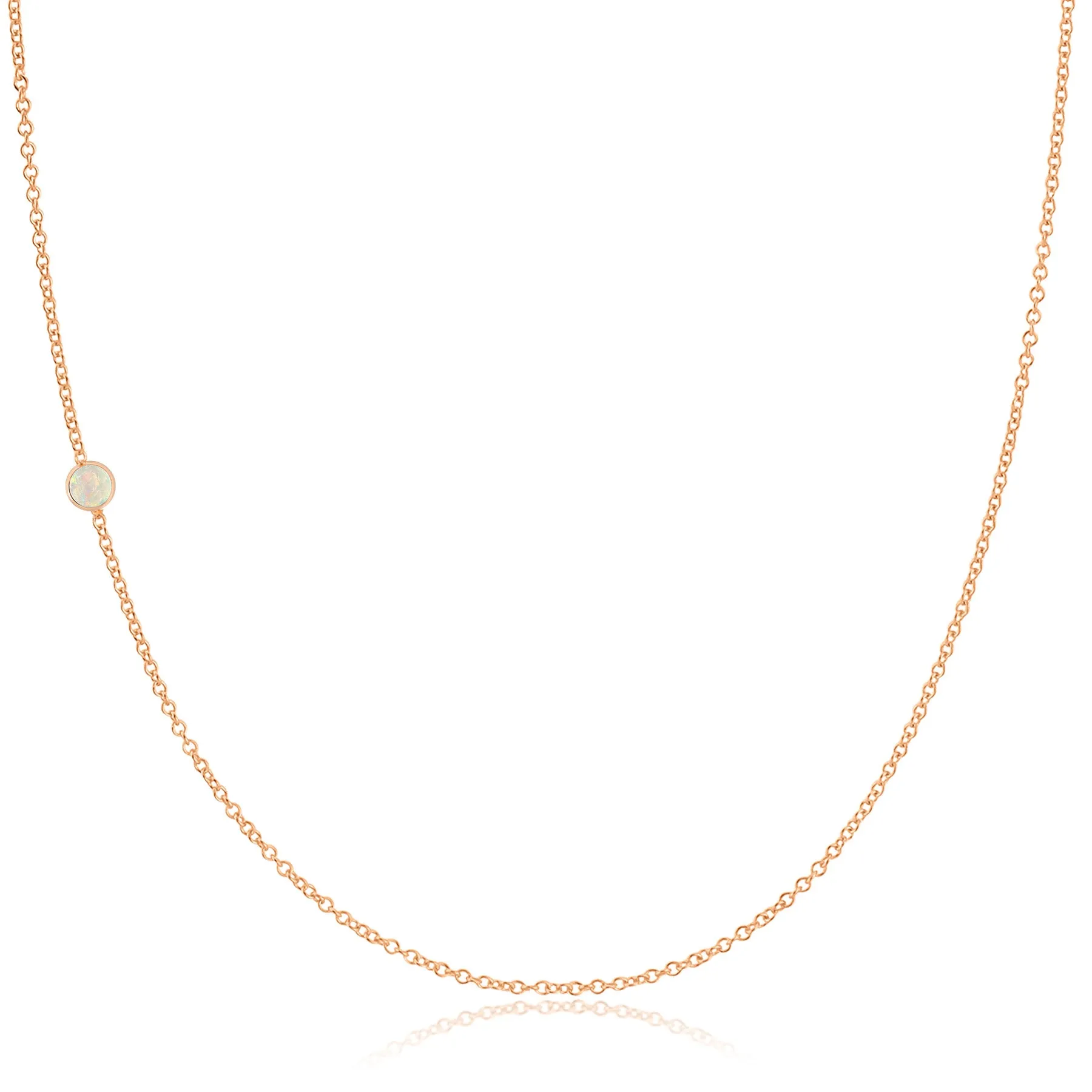 14K Gold Asymmetrical Birthstone Necklace - Opal (October)