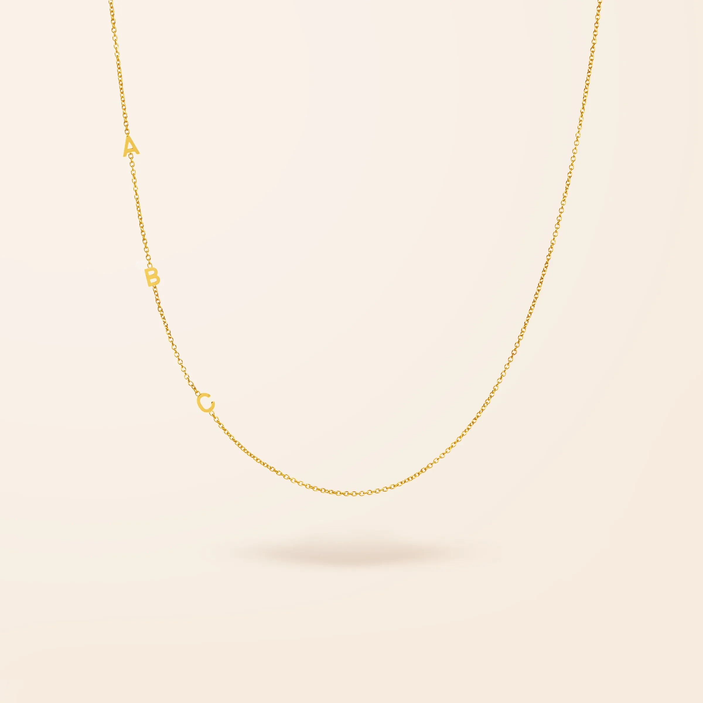 14K Gold Asymmetrical Mini Initial Necklace