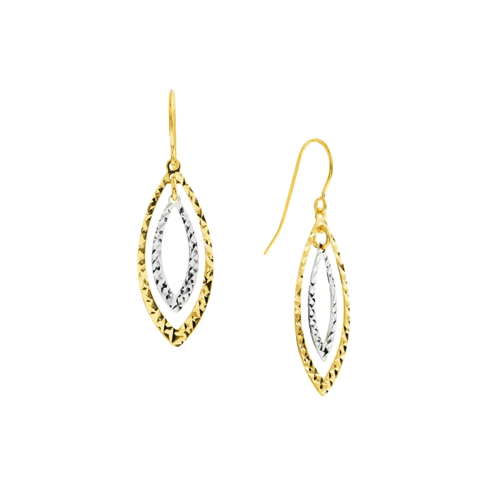 14k Gold Two-Tone Diamond-Cut Wire Earrings