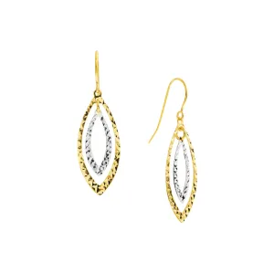 14k Gold Two-Tone Diamond-Cut Wire Earrings