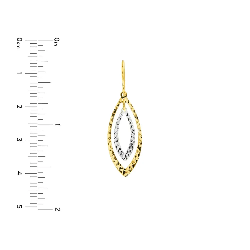 14k Gold Two-Tone Diamond-Cut Wire Earrings