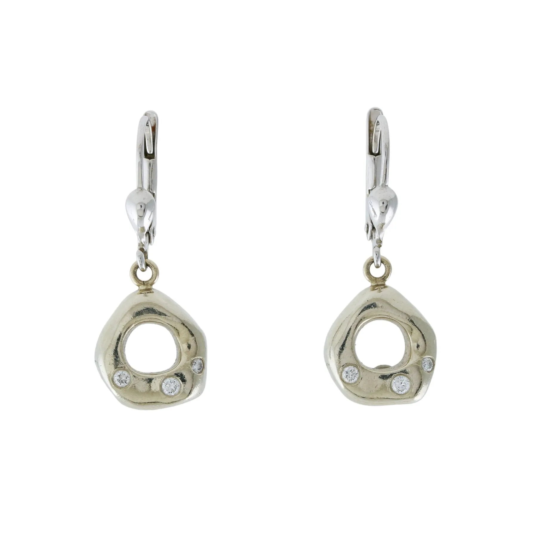 14k White Gold x Diamond Dangle Earrings