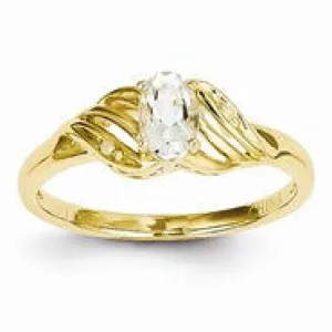 14k Yellow Gold White Topaz Diamond Ring