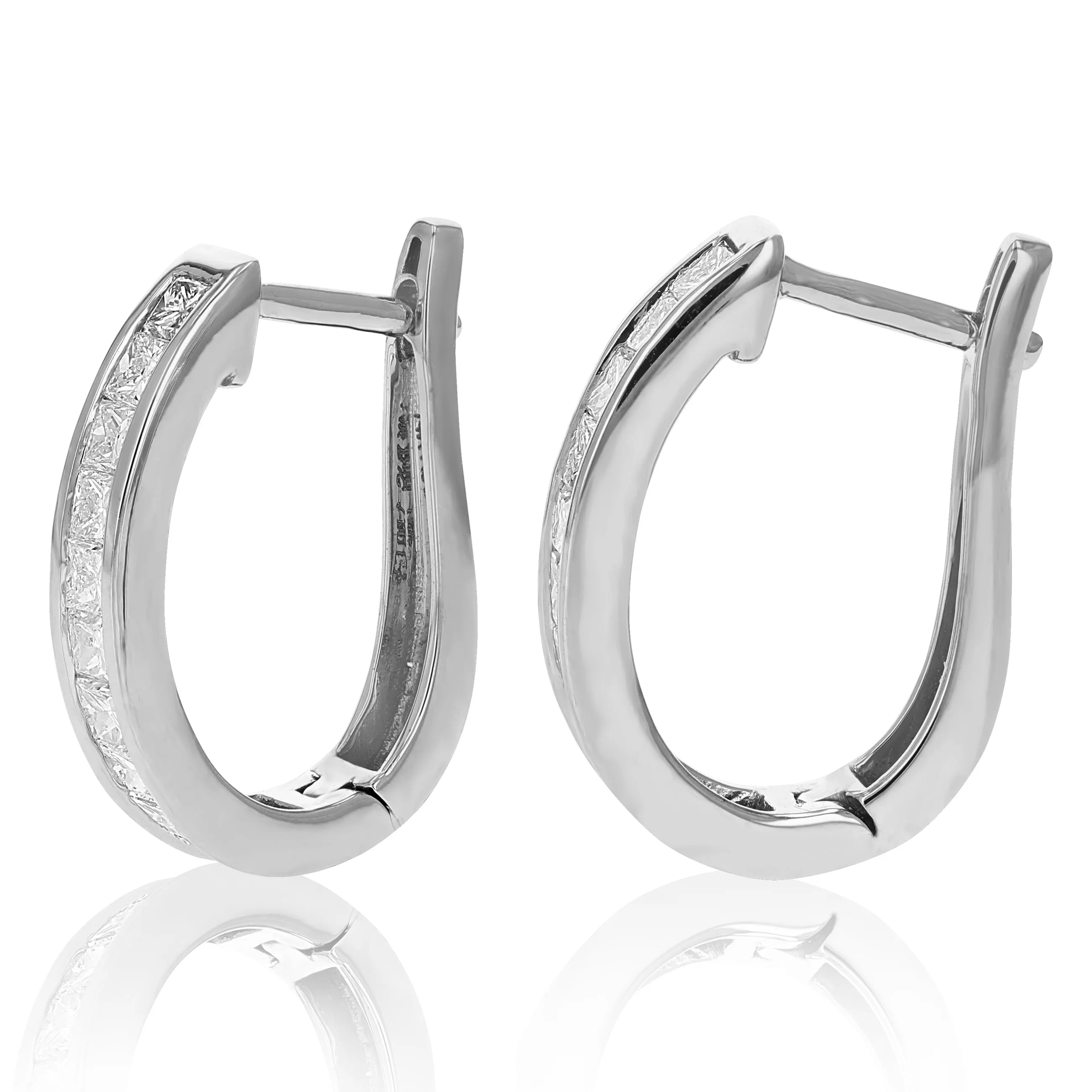 1.50 cttw Princess Diamond Hoop Earrings in 14K Gold