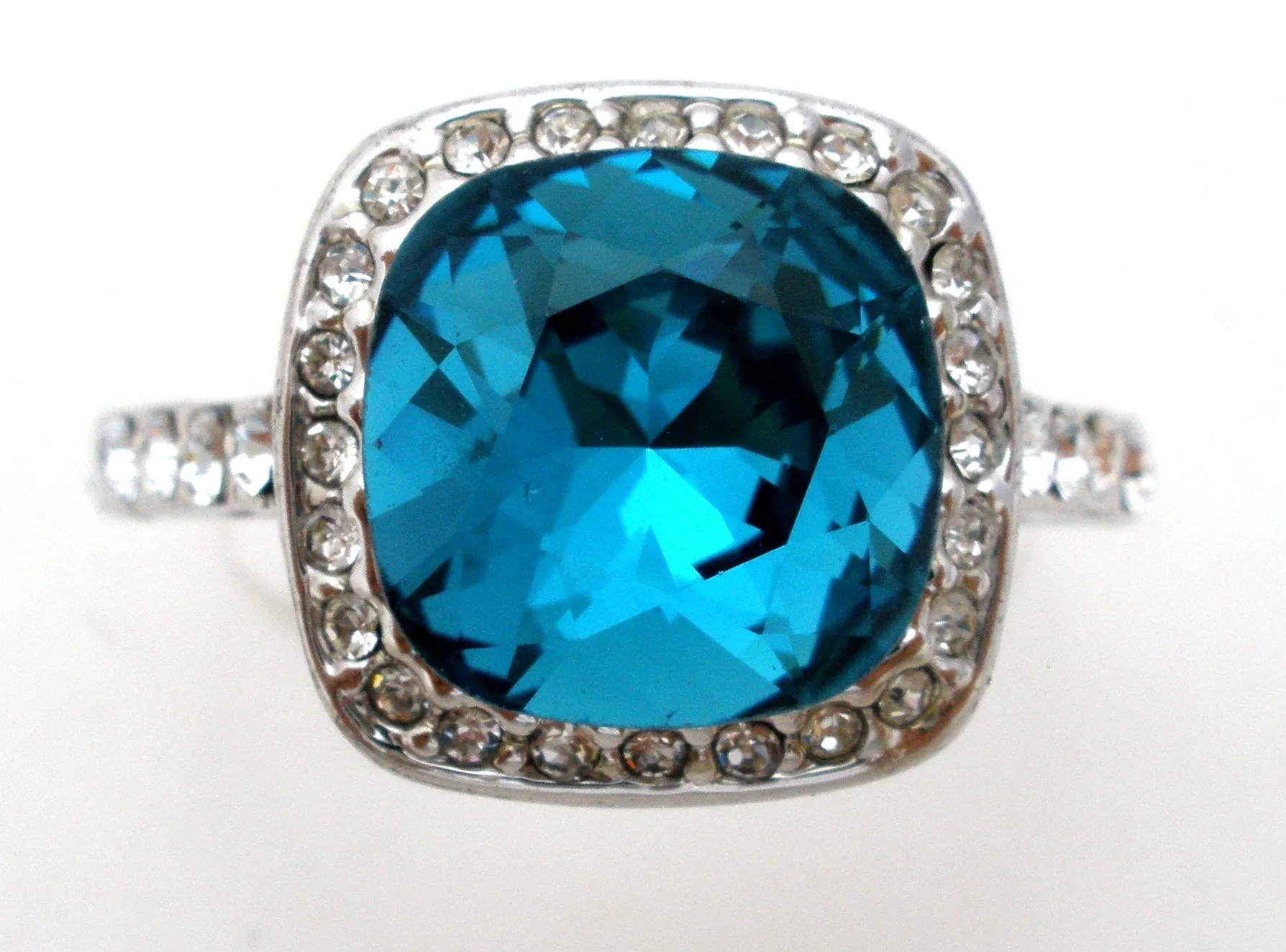 18K Gold Plated Blue CZ Ring Size 10.5