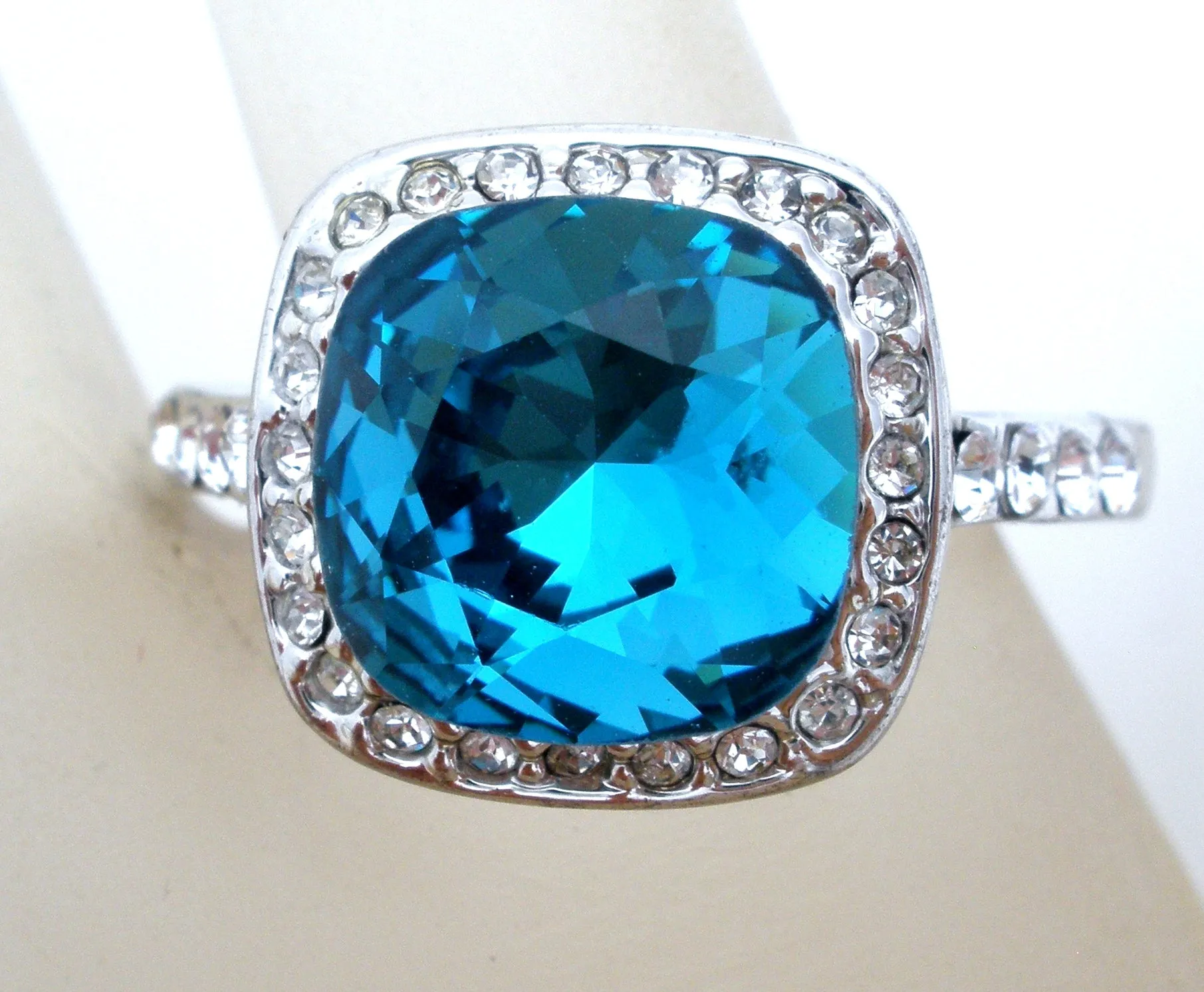 18K Gold Plated Blue CZ Ring Size 10.5