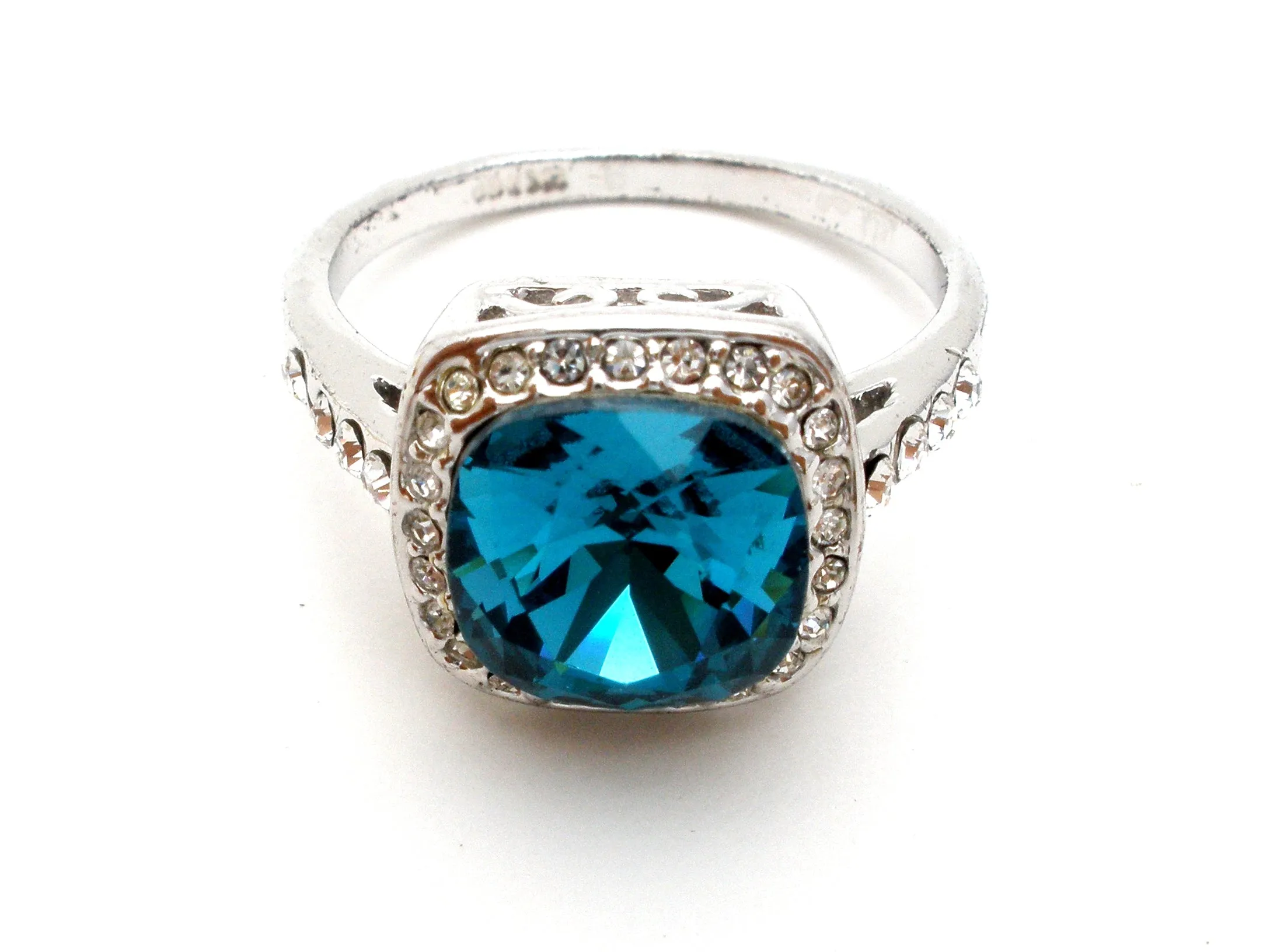 18K Gold Plated Blue CZ Ring Size 10.5