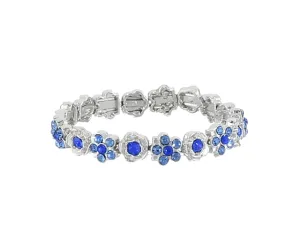 1928 Jewelry Crystal Flower Motif Stretch Bracelet