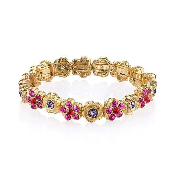 1928 Jewelry Multi Flower Crystal Stretch Bracelet