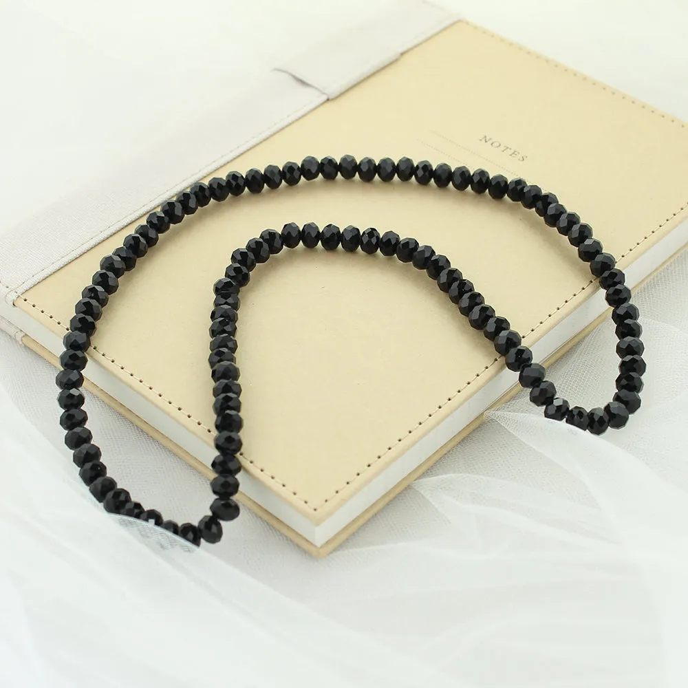 24” Black Crystal Stretch Necklace