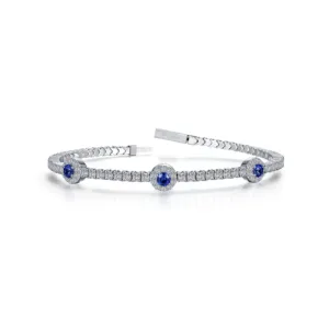 2.90 CTW Sapphire Halo Station Flexible Tennis Bracelet