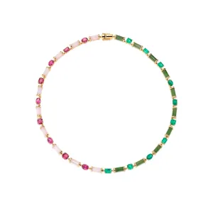 80 Years Sofia Necklace - Jade and Pink Opal