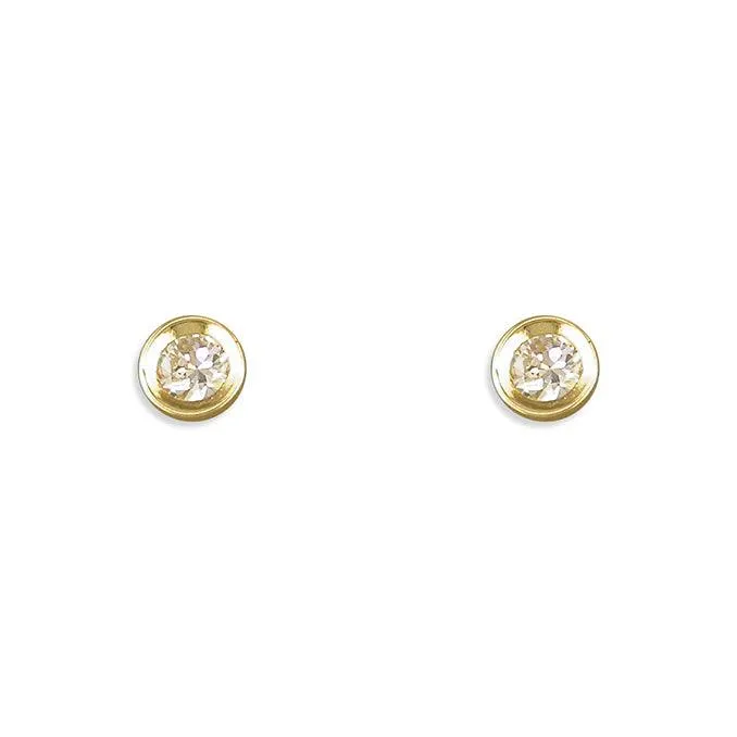 9ct Gold 3mm Cubic Zirconia Round Stud Earrings