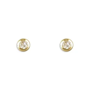 9ct Gold 3mm Cubic Zirconia Round Stud Earrings