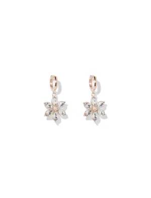 Annabella Flower Crystal Huggie Earrings