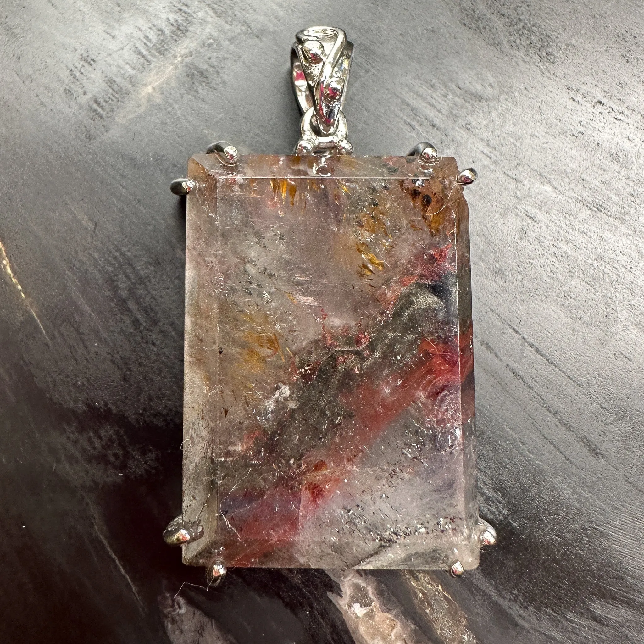 Auralite 23 Faceted Rectangle Pendant with Sterling Silver - 1 pc.