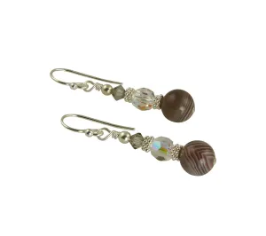 Banded Agate Crystal Gemstone Earrings