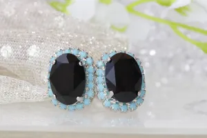 BLACK CRYSTAL STUDS