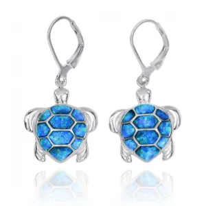 Blue Opal Sea Turtle Earrings