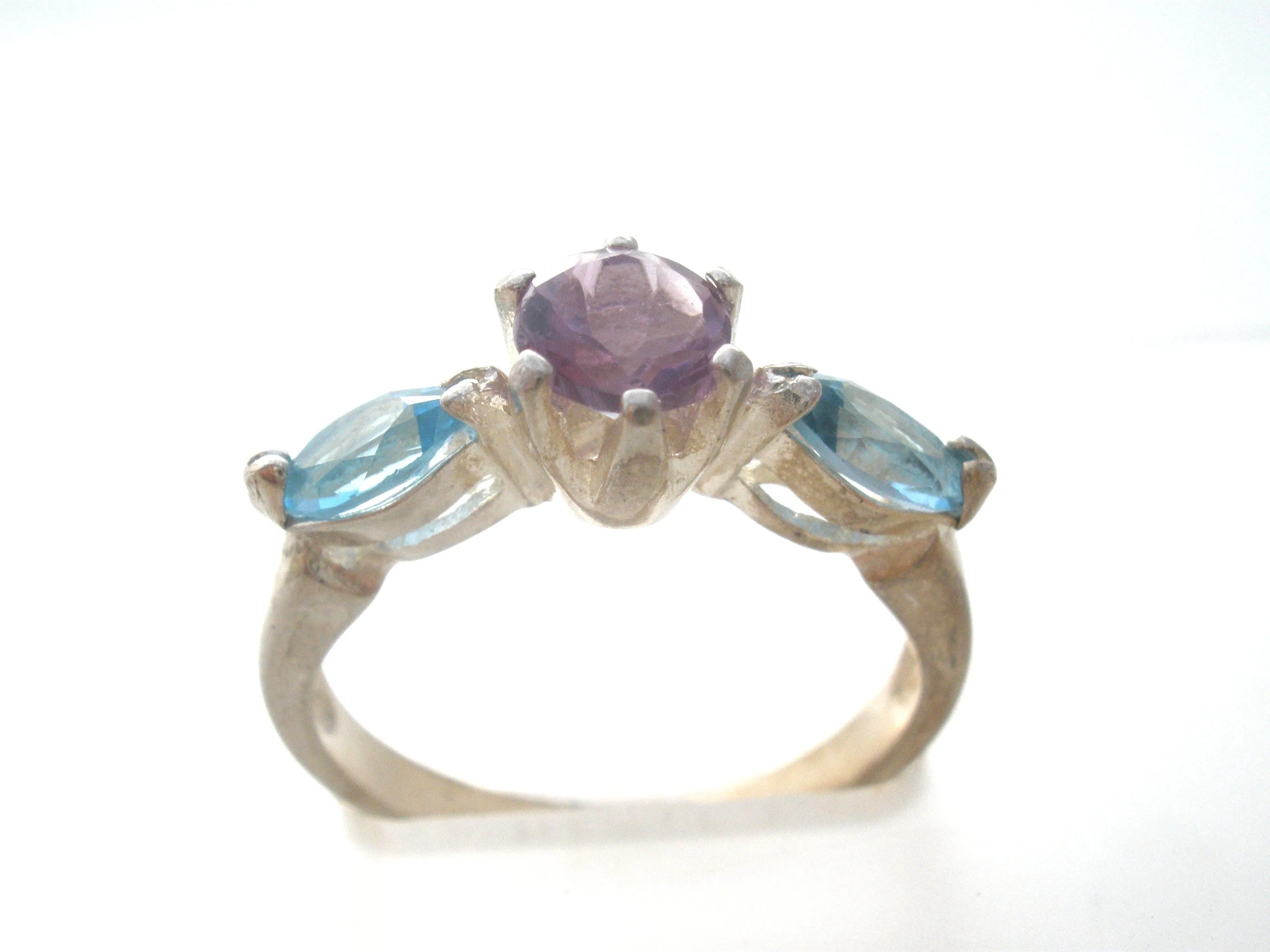 Blue Topaz & Amethyst Ring Size 6