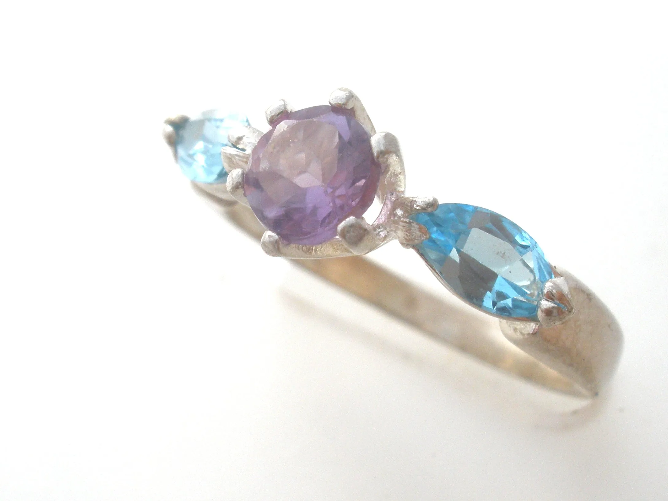 Blue Topaz & Amethyst Ring Size 6