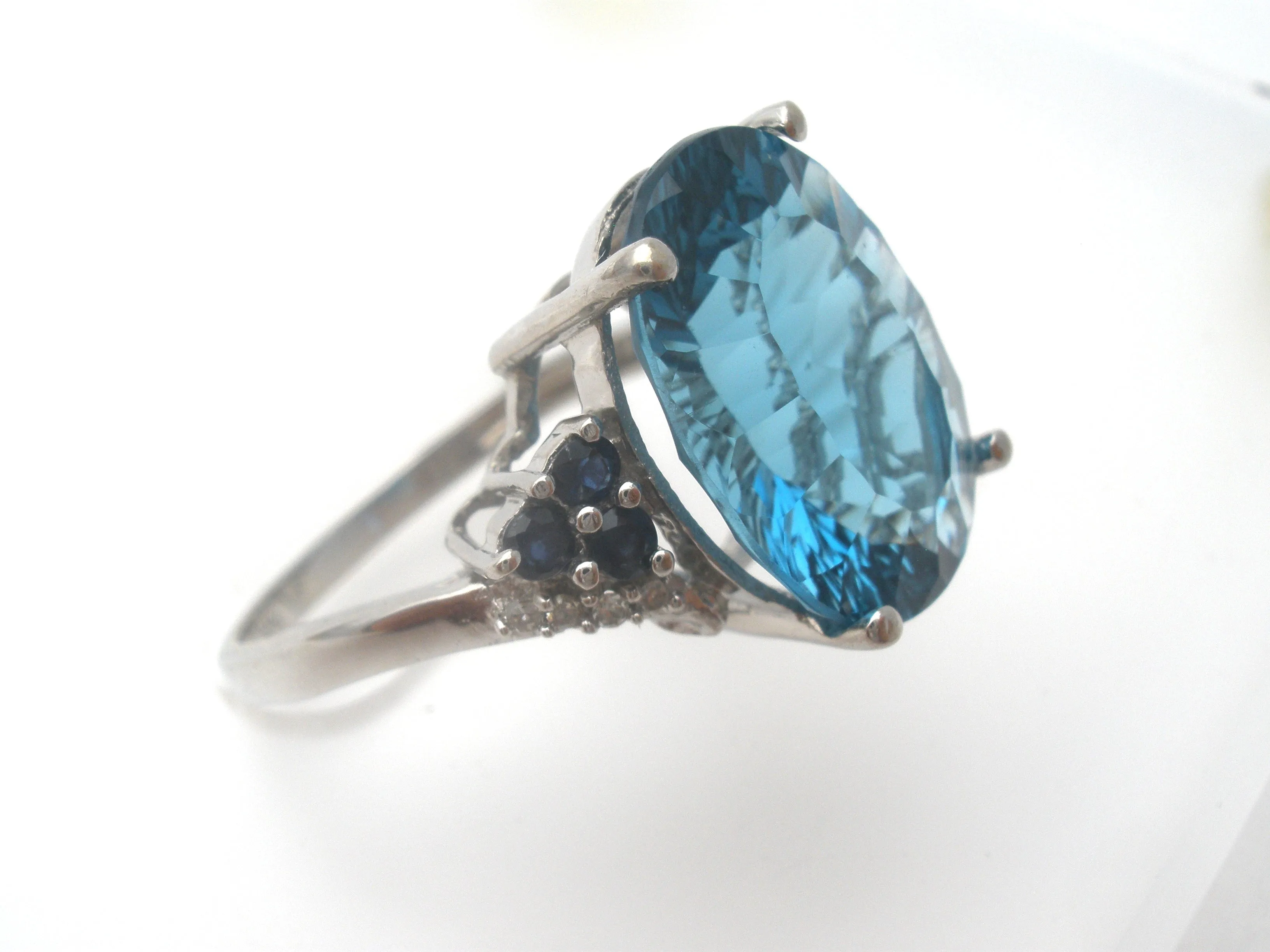 Blue Topaz & Sapphire 10K Gold Ring Size 9