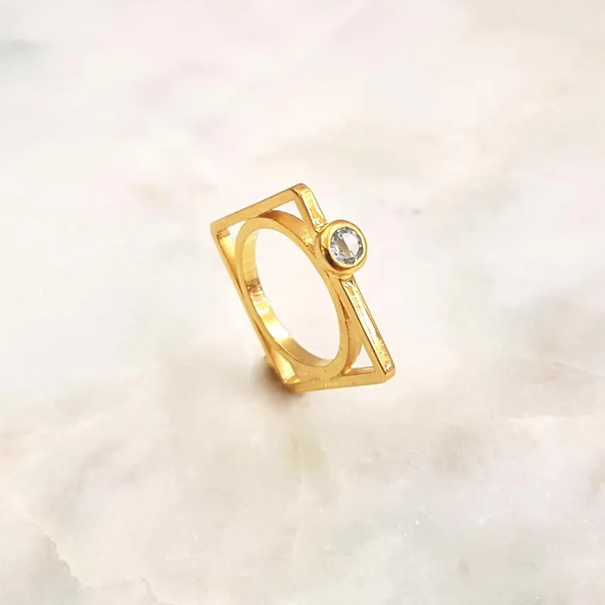 Blue Topaz Minette Cube Ring