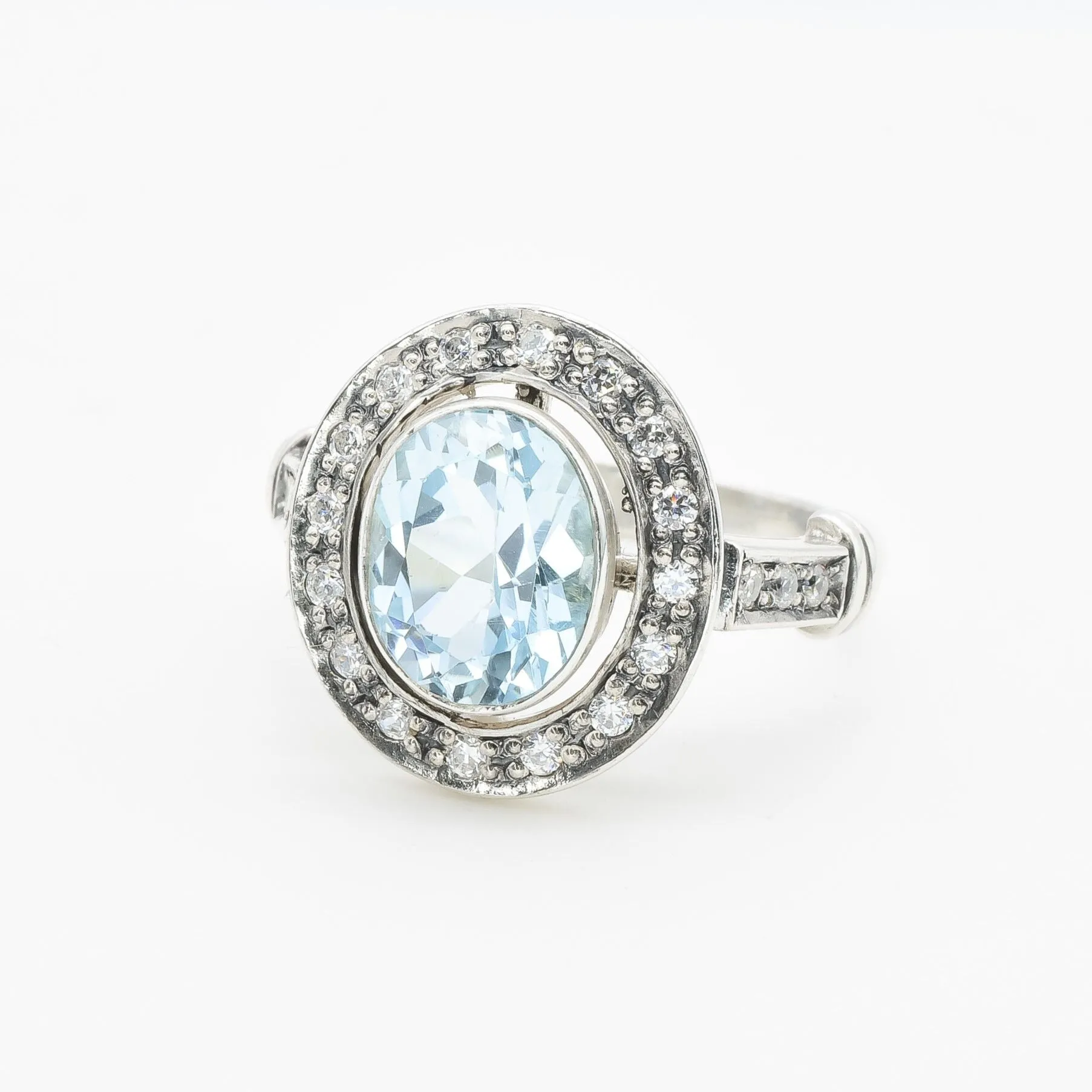 Blue Topaz Victorian Ring - Natural Blue Topaz Ring - December Birthstone Ring