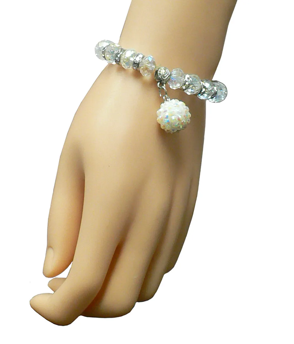 Bracelet49met Bella Elastic sparkly Crystal Bracelet in Metallic Gray, Silver, Crystal 0049met