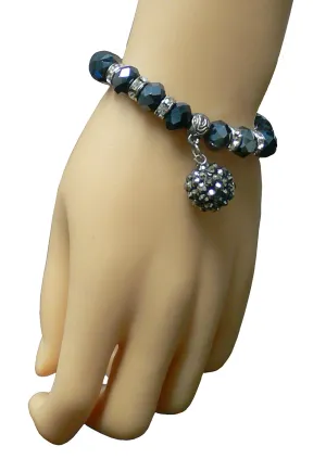 Bracelet49met Bella Elastic sparkly Crystal Bracelet in Metallic Gray, Silver, Crystal 0049met