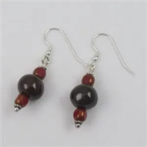 Brown African Kazuri Drop Earrings