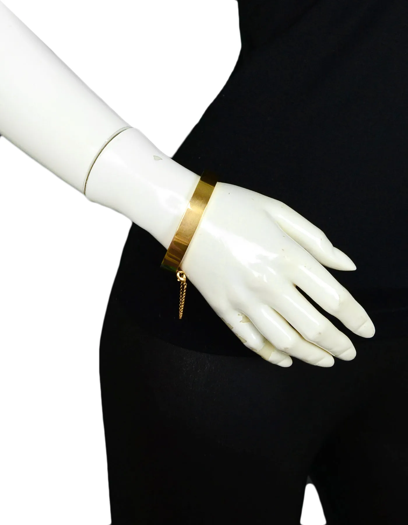 Celine Goldtone Narrow Manchette Cuff Bracelet