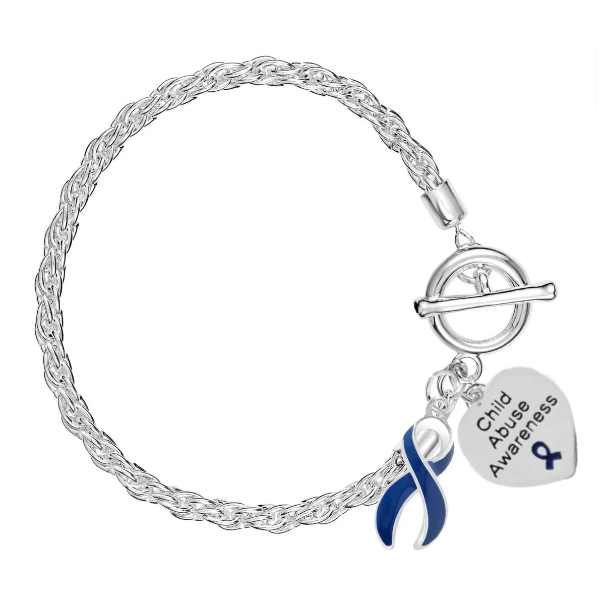 Child Abuse Dark Blue Ribbon Rope Bracelets