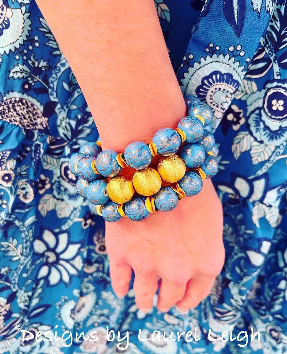 Chinoiserie French Blue & Gold Bracelet