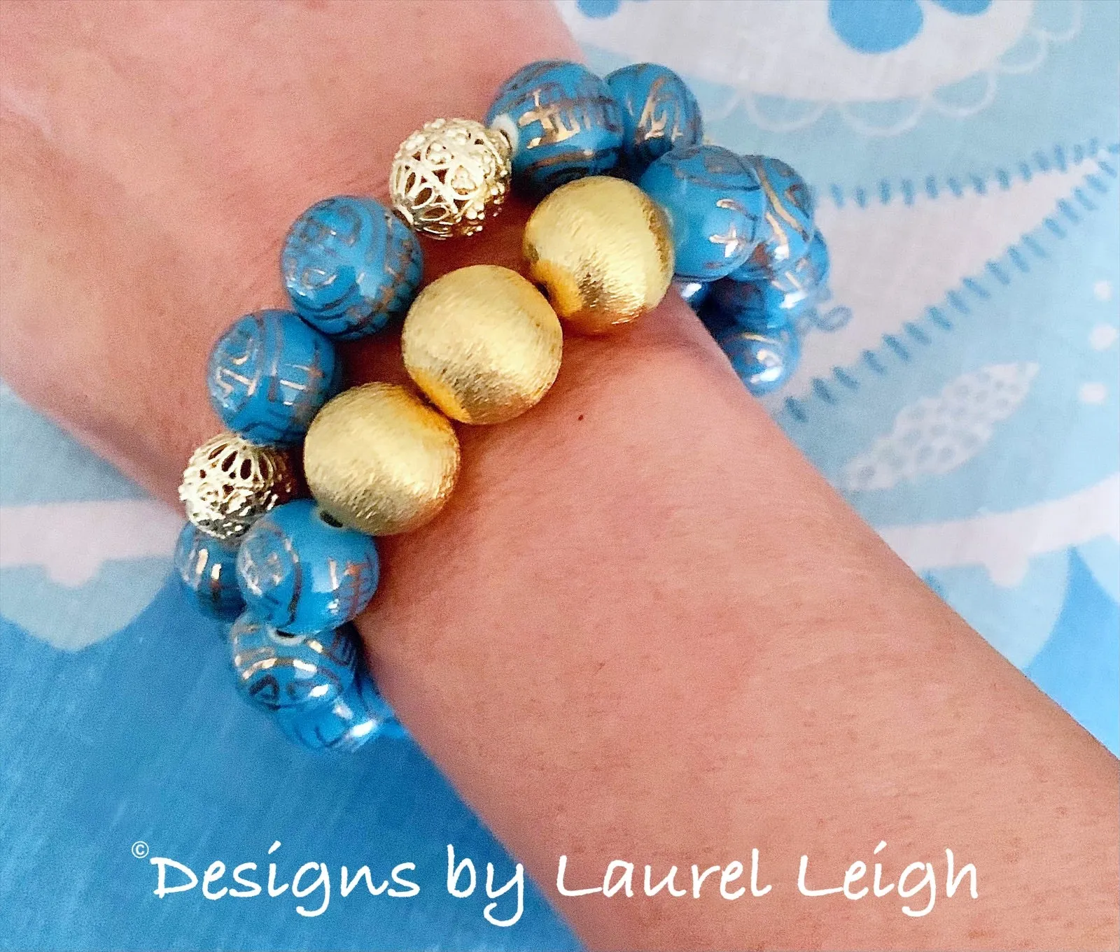 Chinoiserie French Blue & Gold Bracelet