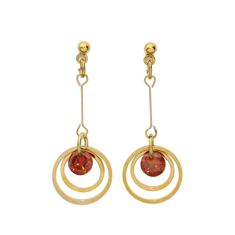 Circle Drop 18K Gold Post Earrings