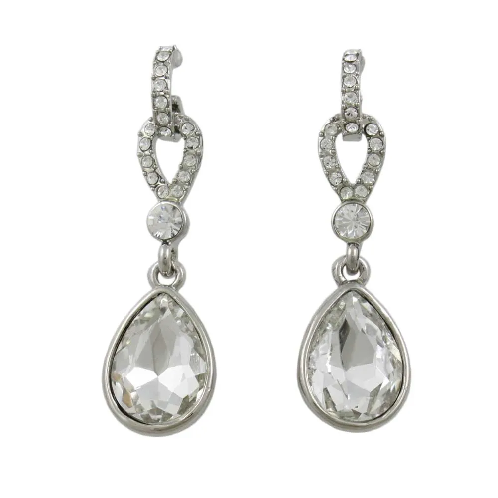 Clear Crystal Hoop with Dangling Teardrop Earring - REC024