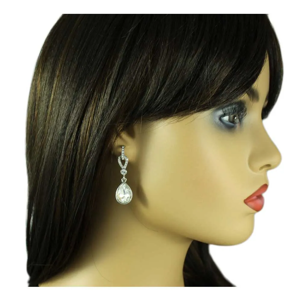 Clear Crystal Hoop with Dangling Teardrop Earring - REC024