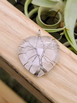 Clear Quartz Wire Wrapped Heart Pendant