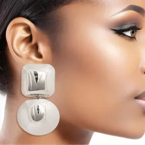 Clip On Medium Geo Dome Earrings for Women