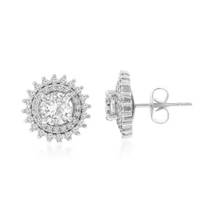 Cordelia 18k White Gold Plated Stud Earrings with Round Cut with Simulated Diamond Crystals