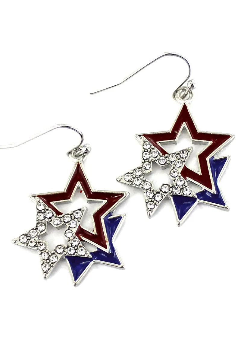 Crystal Avenue Patriotic Crystal Star Earrings