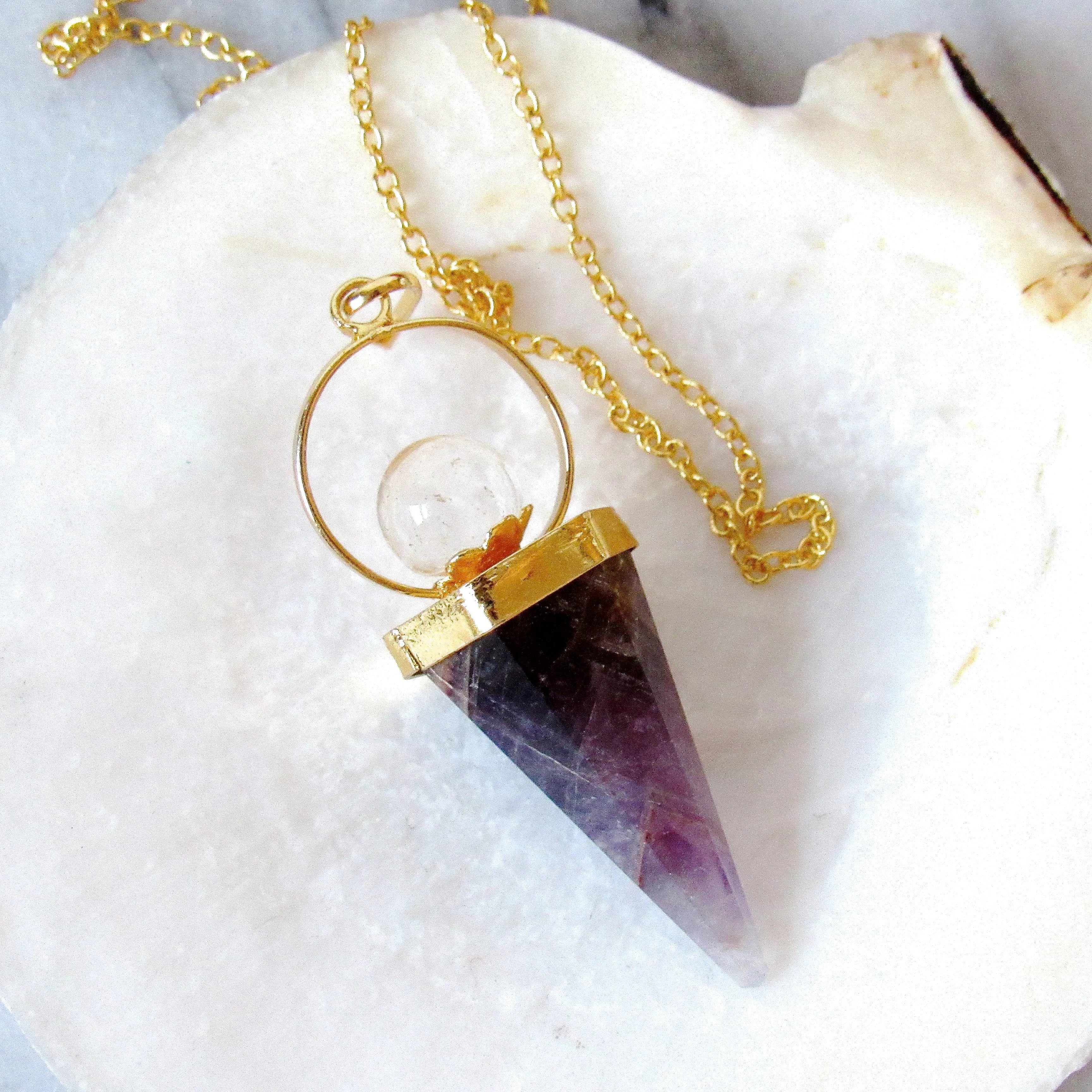 Crystal Ball Amethyst Necklaces