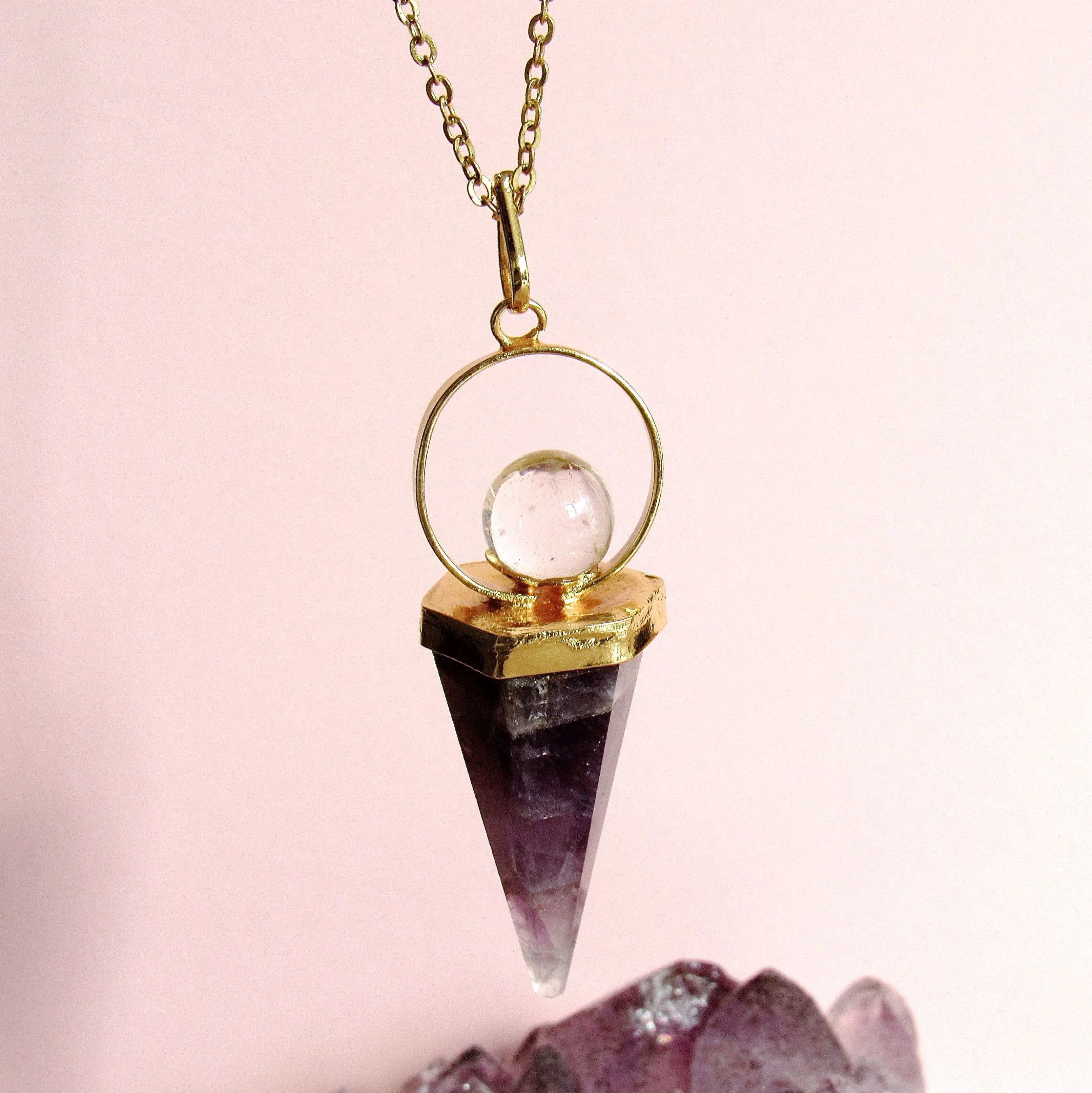 Crystal Ball Amethyst Necklaces