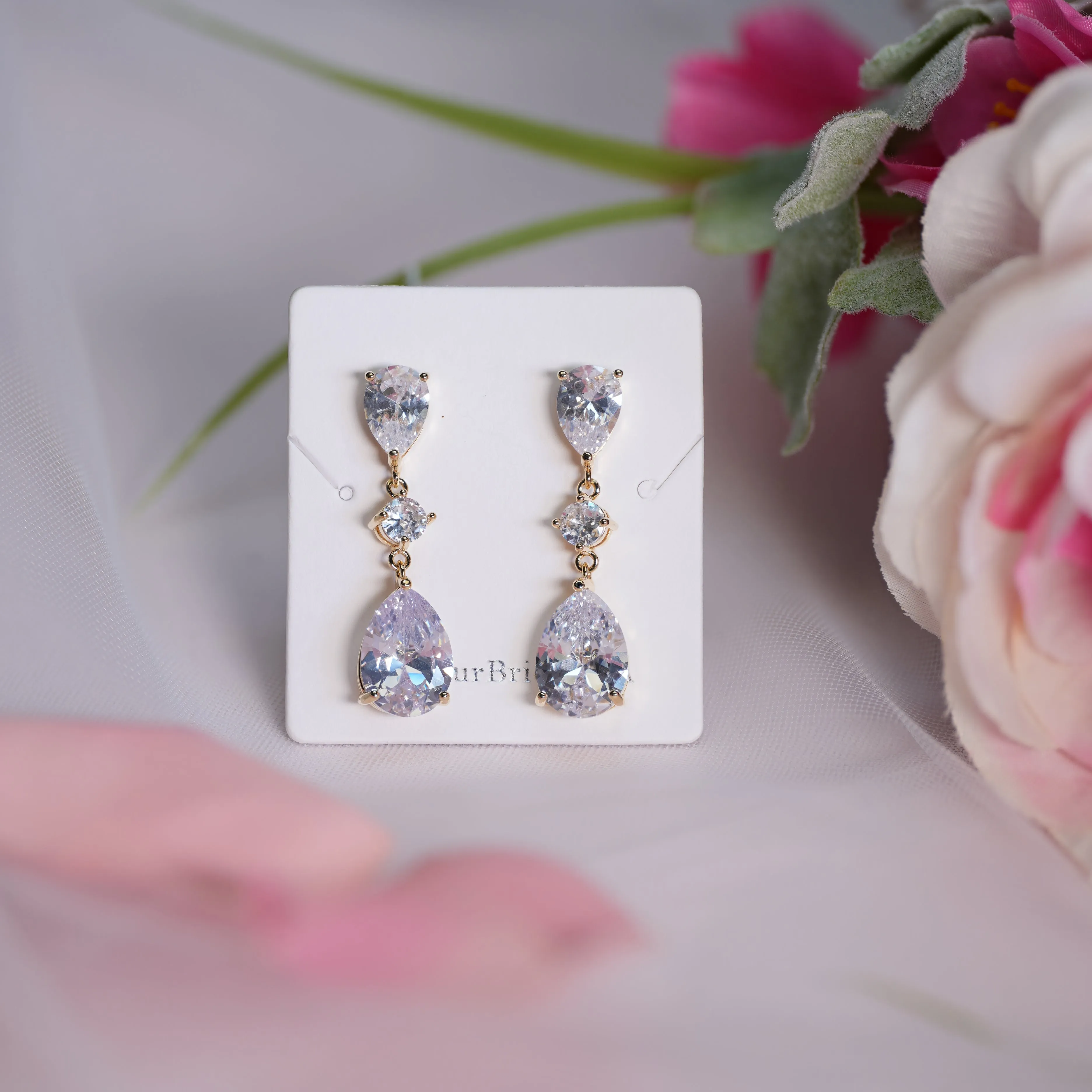 Crystal Tear Drop Earrings - Kayla