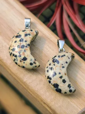 Dalmatian Jasper Moon Pendant